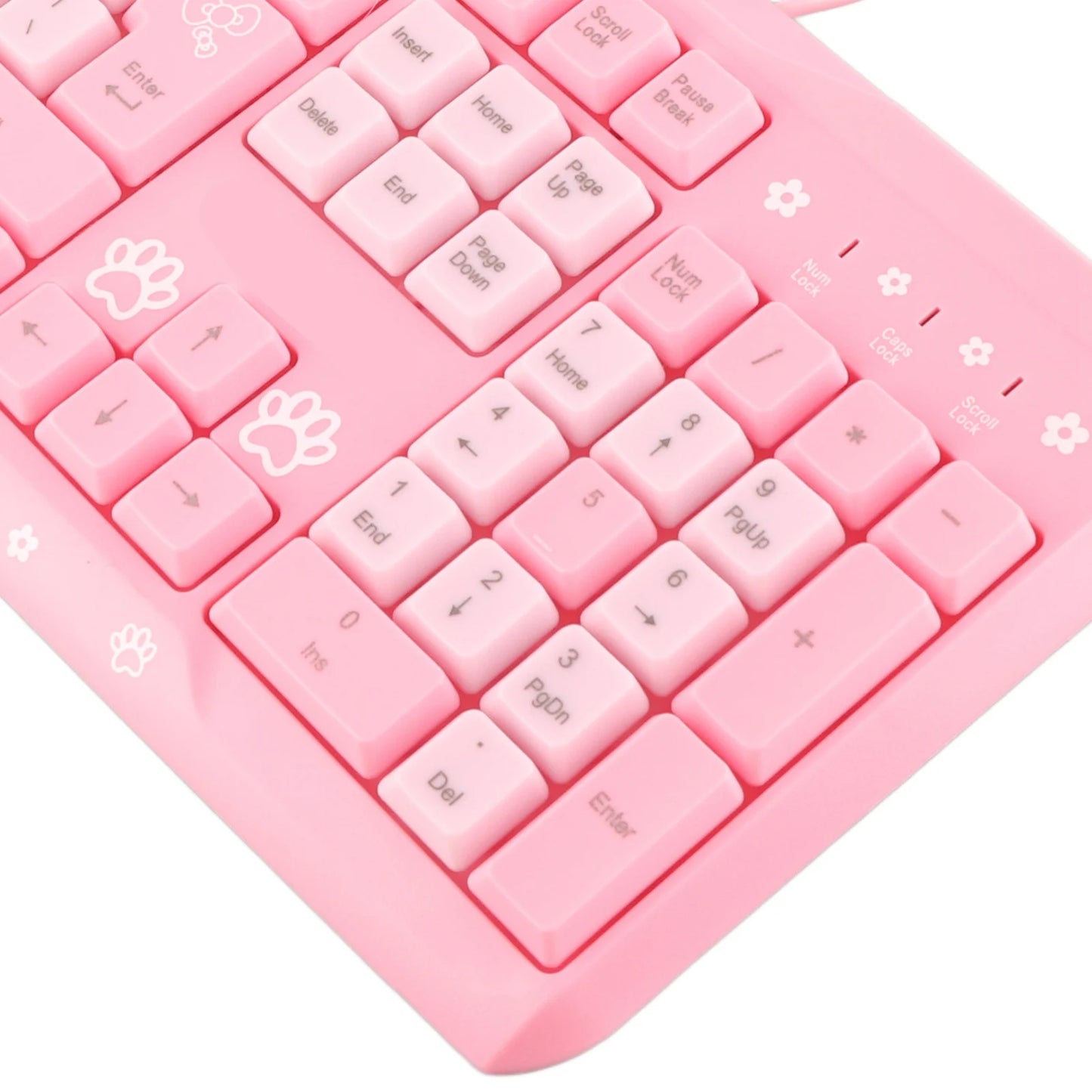 Teclado USB con cable de 104 teclas, ultrafino, con adorable diseño de dibujos animados, ergonómico y Plug and Play para PC y portátiles del hogar