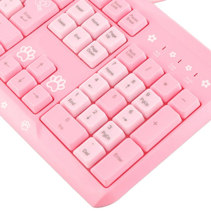 Teclado USB con cable de 104 teclas, ultrafino, con adorable diseño de dibujos animados, ergonómico y Plug and Play para PC y portátiles del hogar