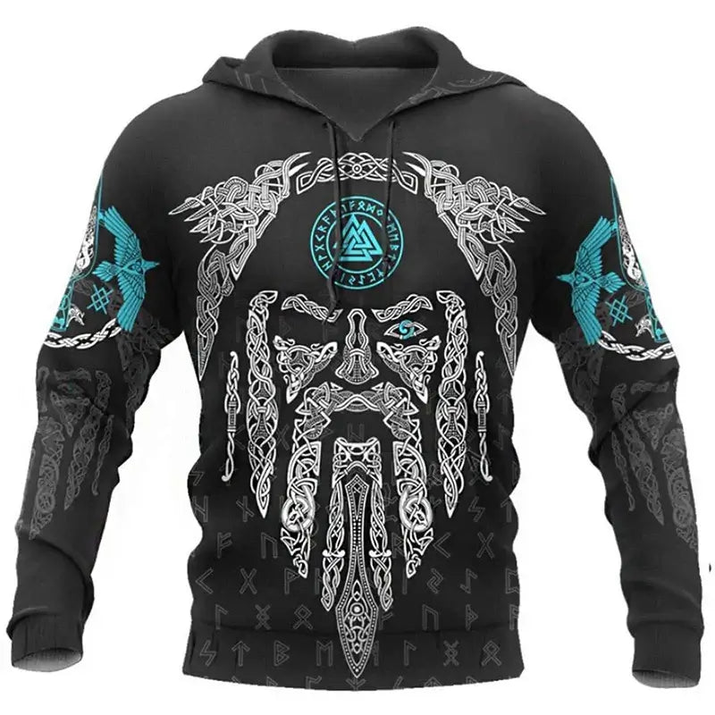 2024 Mens Hoodies Eagle Tattoo Pattern Vikings 3D Printed Fashion Casual Harajuku Hip Hop Autumn And Winter Oversized Sudaderas, Produit gaming premium Fraquane