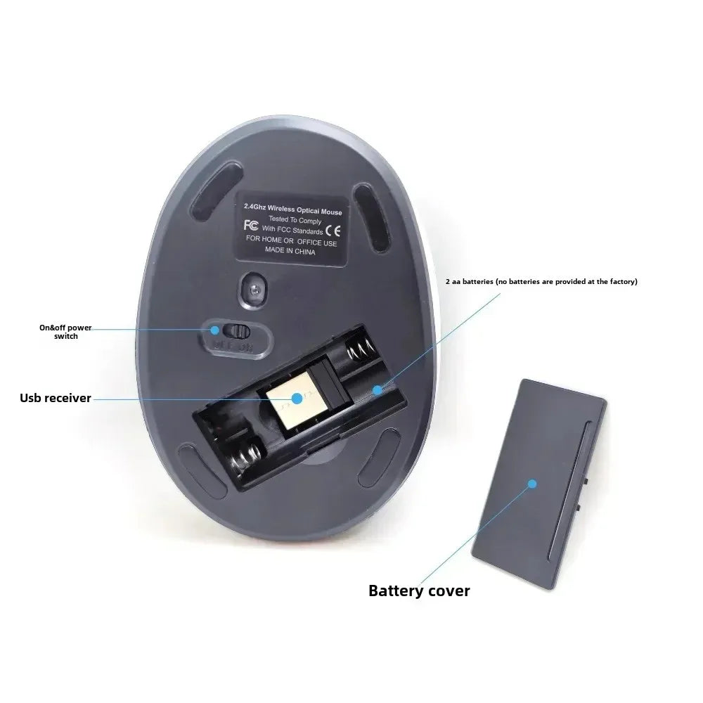 YANFU BNKJ5 Mute Grip Left Hand Wireless 2.4G Mouse Ergonomic Applicable Snail Bionic Relief Joints Office Dry Battery Version