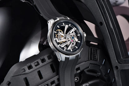 Ανδρικό ρολόι PAGANI DESIGN – Πολυτελές αυτόματο μηχανικό μοντέλο, τύπου «σκελετού» (με ανοιχτή καρδιά), εξοπλισμένο με τουρμπιγιόν, ζαφειρένιο κρύσταλλο με αντιανακλαστική επίστρωση, αδιάβροχο και φωταυγές.