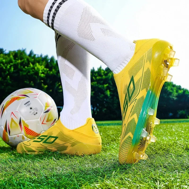 Nouvelles chaussures de football pour hommes, crampons mi-montants de haute qualité, légères, antidérapantes, pour l'extérieur et l'entraînement sur gazon, modèle très vendu