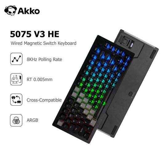 Akko 5075 V3 HE Magnetische Tastatur 75% Custom Mechanische Gaming-Tastatur Rapid Trigger 0.005mm 8K Polling-Rate ARGB