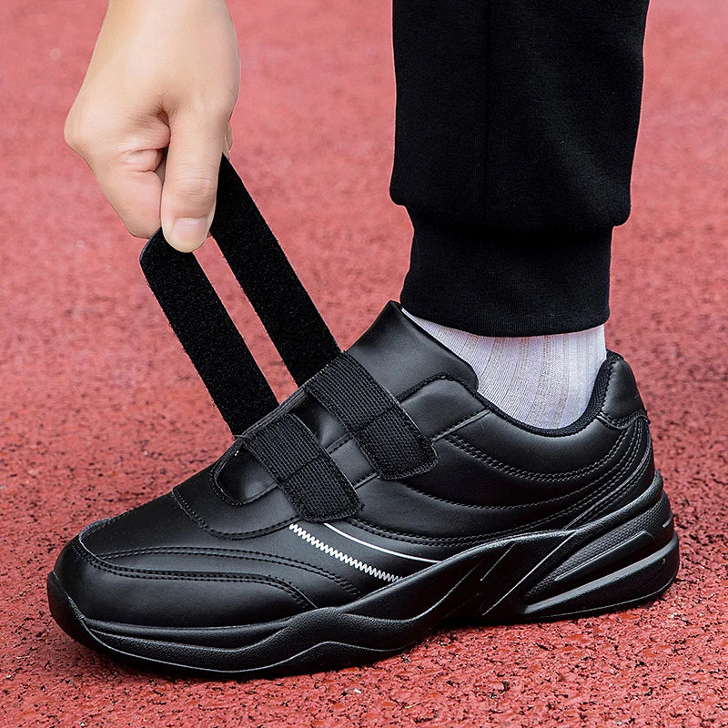 Baskets en cuir à crochet et boucle réglables pour hommes chaussures de sport décontractées baskets blanches Masculino Zapatillas Deportivas Tenis