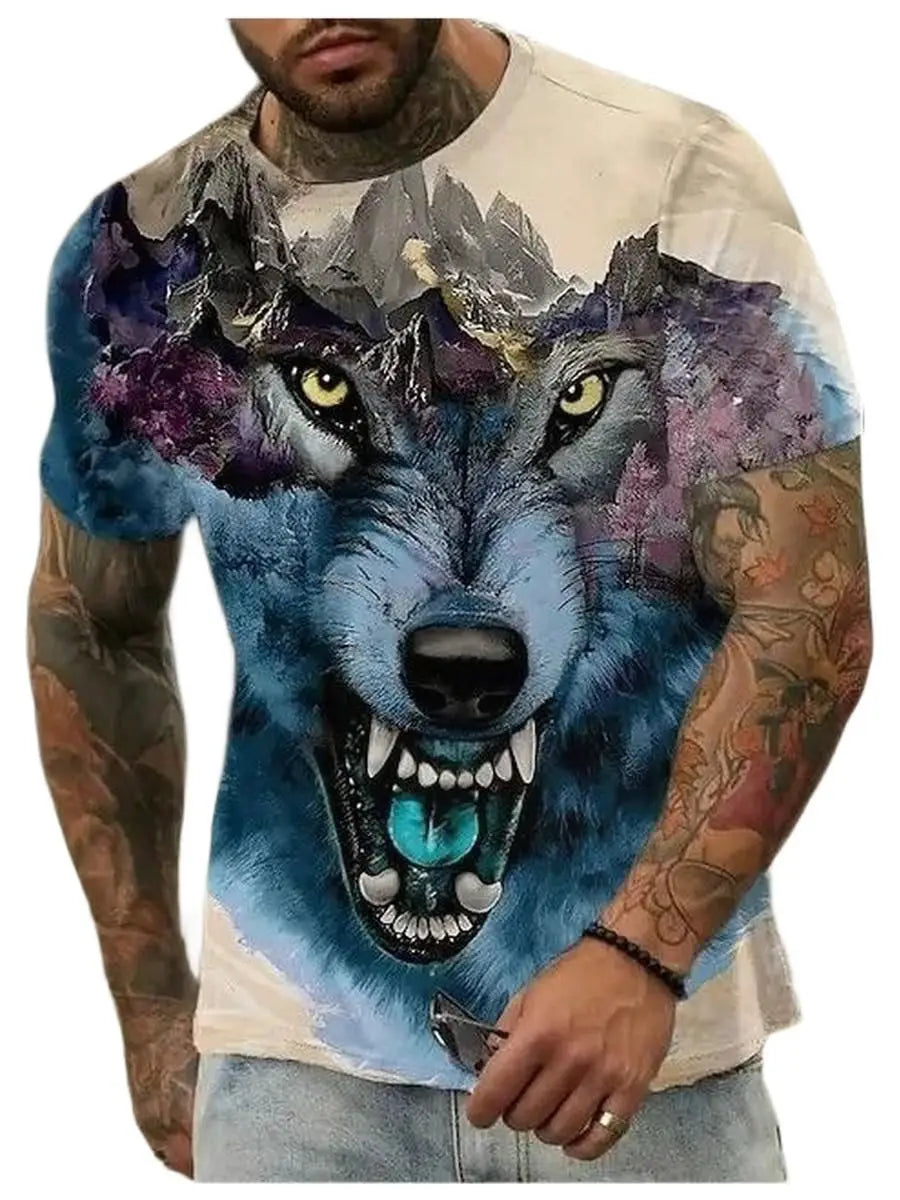 Letní trička s potiskem vlka a zvířat v 3D pro muže a ženy, hip-hopová trička s krátkým rukávem, ležérní oversized trička ve stylu Harajuku a Y2K, pánské oblečení