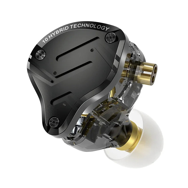 KZ ZS10 Pro X HiFi Hybrid Driver Earphones Wired In-Ear Monitor Headphones with Metal Shell, Bass Earbuds, Detachable Cable & Microphone