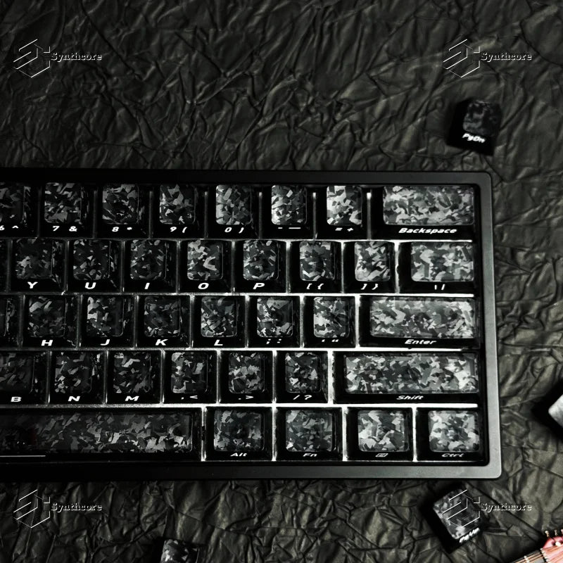Black Carbon Fiber Translucent Cherry Keycap Kit PC 110 Key Suitable for 61/75/87/104/108 Magnetic Axis Keyboard Wooting