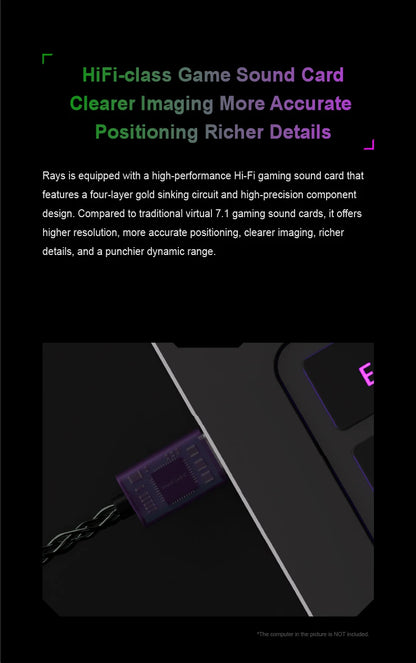 MOONDROP RAYS Gaming Earphones USB-C DSP Gaming IEMs – HiFi Wired In-Ear Gaming Earbuds with AI Noise Cancelling Microphone