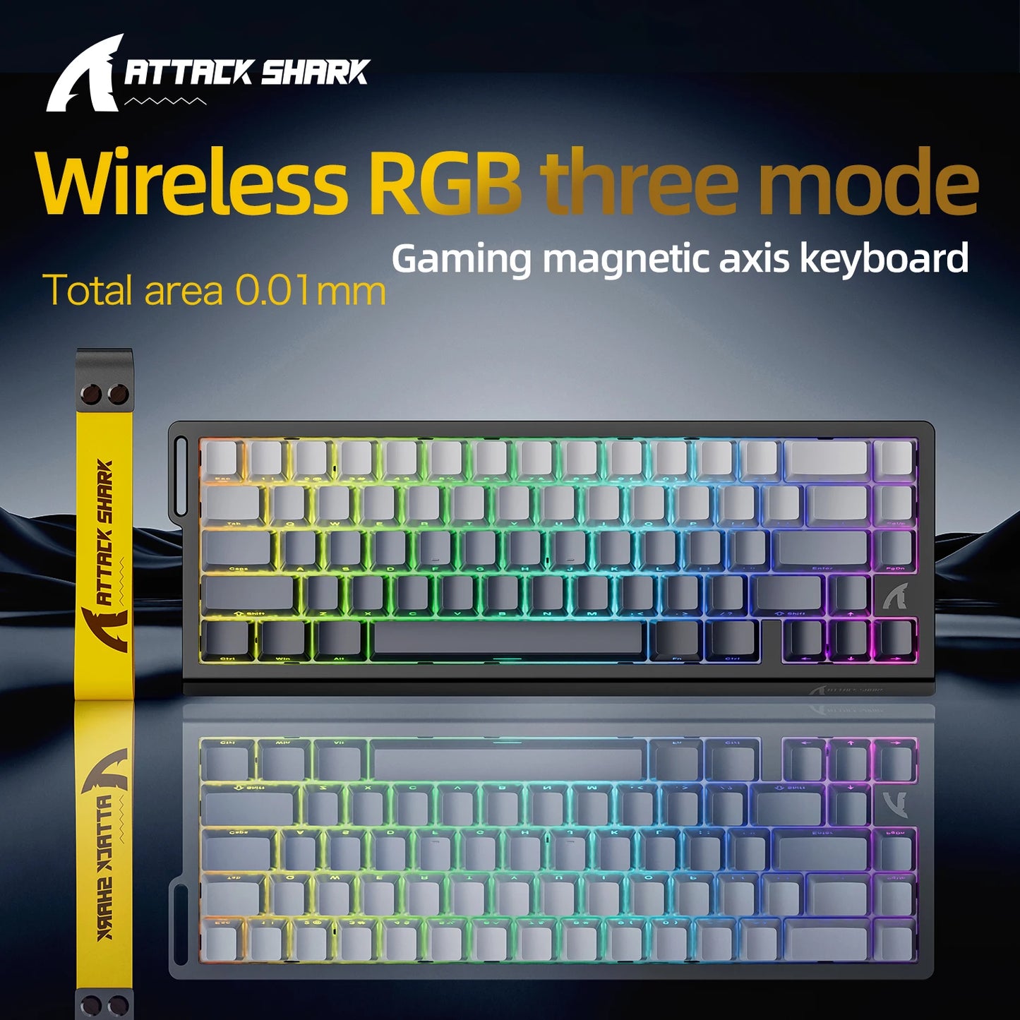 ATTACK SHARK X68HE Magnetic Gaming Keyboard Wired Mechanical Keyboard with Rapid Trigger, 8000Hz Polling Rate, SOCD, RGB Backlit, Hot-Swappable Gaming Keyboard