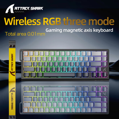 ATTACK SHARK X68HE Magnetic Gaming Keyboard Wired Mechanical Keyboard with Rapid Trigger, 8000Hz Polling Rate, SOCD, RGB Backlit, Hot-Swappable Gaming Keyboard