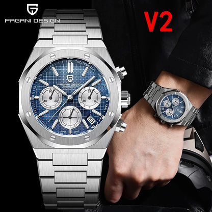 Pagani Design 2026 New Vk63 Fashionable Men V2 Quartz Chronograph Luxury Sapphire Stainless Steel Waterproof Sport 20Bar Luminou