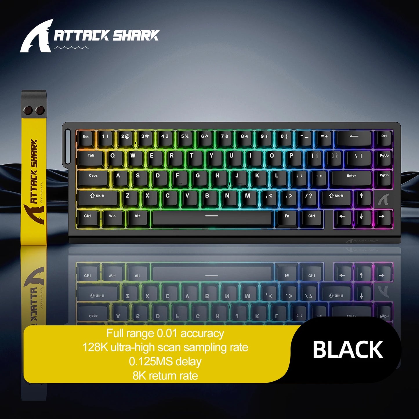 ATTACK SHARK X68 HE Rapid Trigger Magnetic Keyboard 8KHz Wired Gaming Keyboard, 60% RGB Hall Effect Keyboard with 0.01mm RT Accuracy, Snap Tap & DKS for PC/Mac
