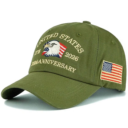 Hot Sale Unisex Baseball Cap American 250th Anniversary 1776-2026 Embroidered Hat Cap Eagle Pattern Outdoor Casual Dad Hat