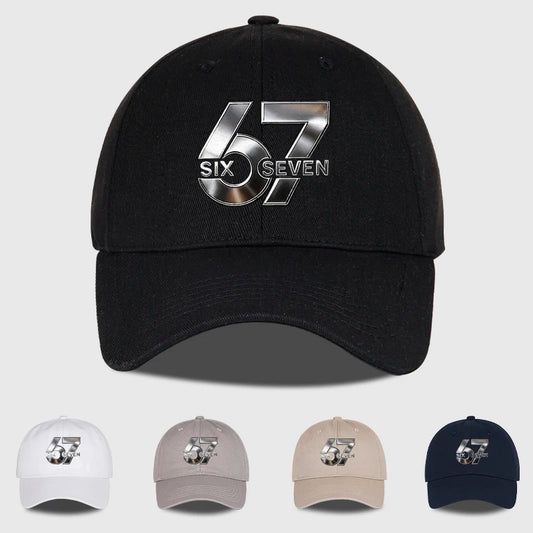Metallic Number 67 "Six Seven" Print Baseball Cap Adjustable Unisex Streetwear Sun Hat