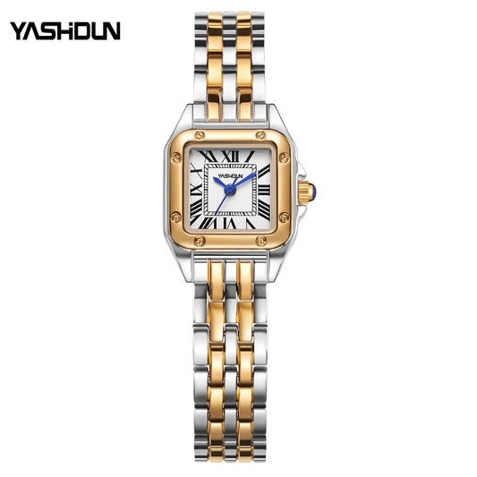 YASHIDUN Fashion Women Watch Stainless Steel Luxury Ladies Quartz Watches Business Female Clock Bracelet Wristwatch Women Gift