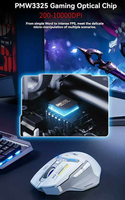 Tri-Mode Connection 10000DPI 2.4G Wireless Bluetooth Gaming Mouse PMW3325 RGB Light For PC Gaming Laptop and MAC