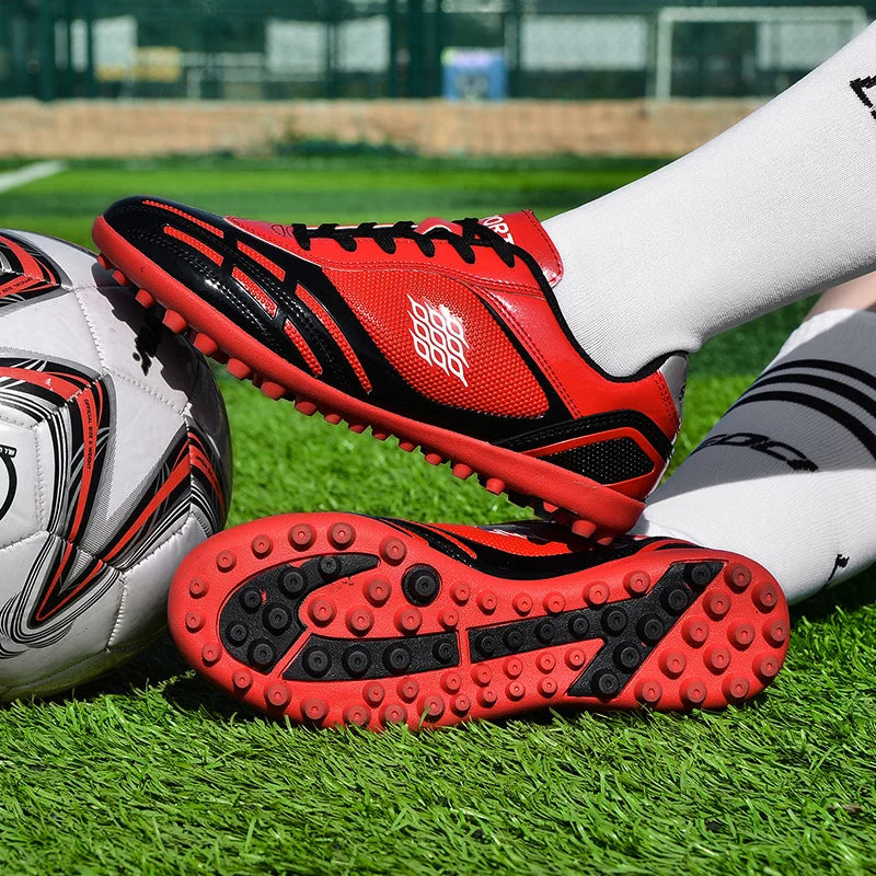Chaussures de Football pour hommes, bottes de Football sur gazon, clous de sol fermes, baskets antidérapantes pour garçons, baskets originales d'entraînement sur le terrain en plein air