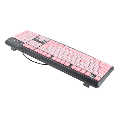 Teclado USB con cable de 104 teclas, ultrafino, con adorable diseño de dibujos animados, ergonómico y Plug and Play para PC y portátiles del hogar