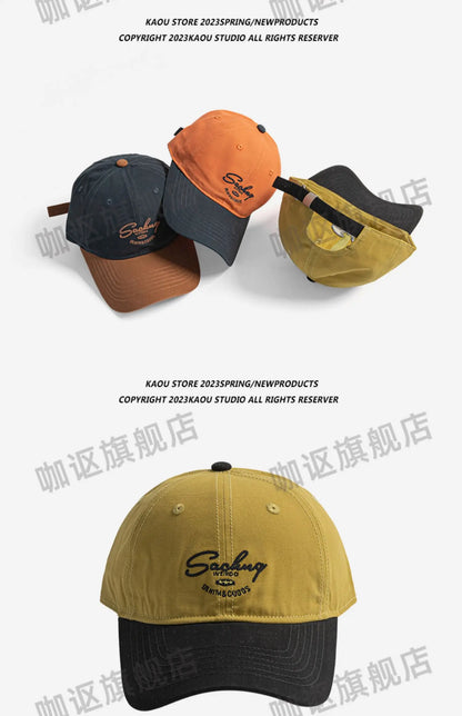 Deep top men's baseball cap big head circumference contrasting color trend street versatile sunshade women's cap