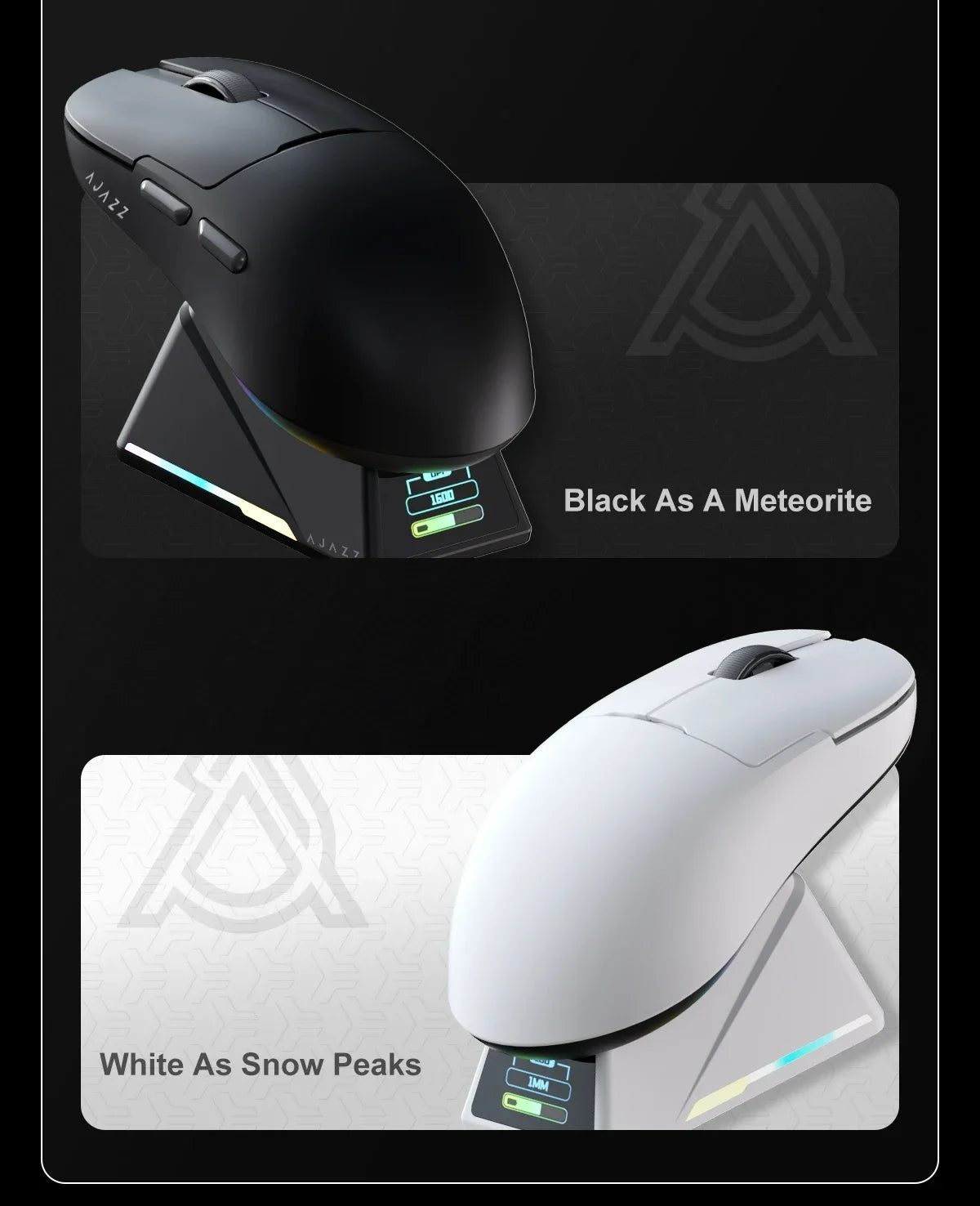 Ajazz AJ159 PRO/APEX Gaming Mouse 8000Hz Wireless Bluetooth Gaming Mouse with PAW3950 Sensor, 42K DPI, Magnetic Charging Dock & Color Display