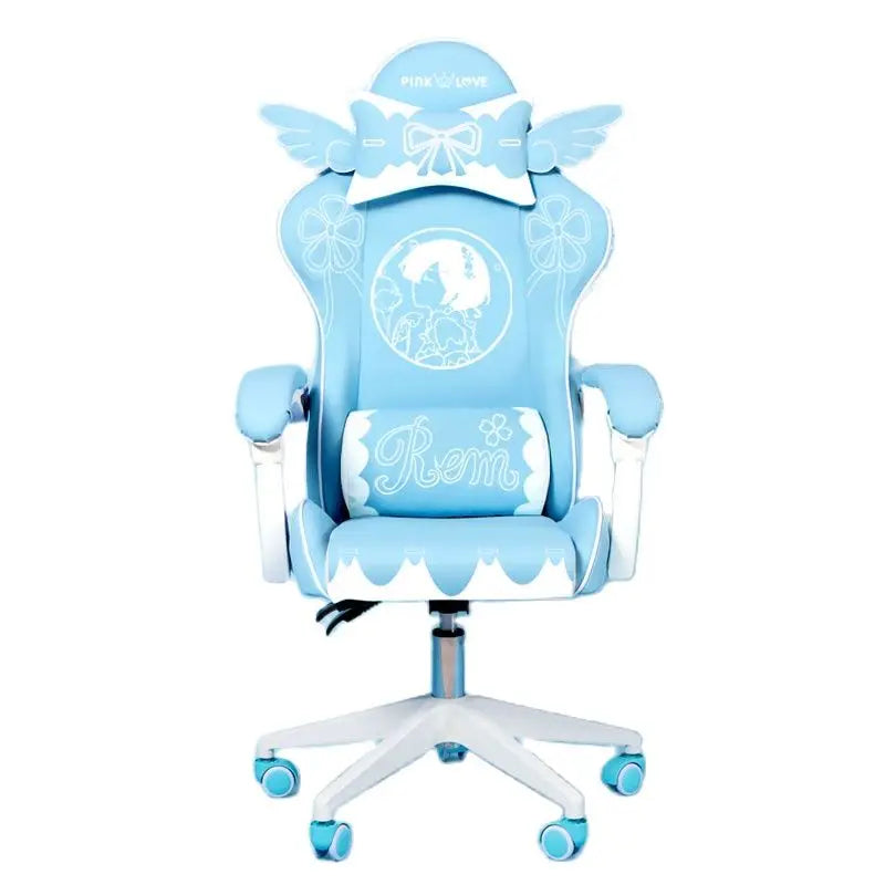 Cute Electronic Music Girl Pink Shilla Gaming Chair Home Office Casual Computer Chair Lifting Rotating Cartoon Chair