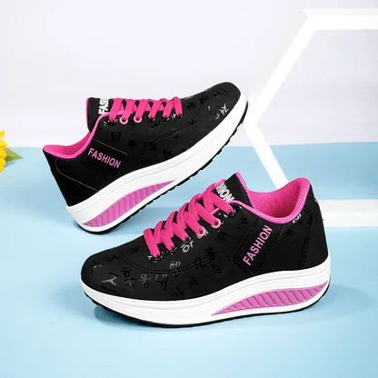 Women’s Outdoor Thick-Bottom Swinging Casual Shoes Fashion Platform Large 42 Flat-Bottom Walking Sports Shoes Walking and Running