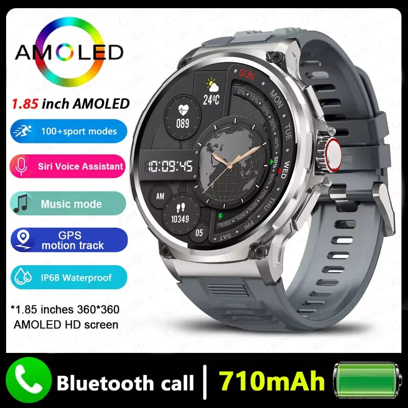 2026 New GPS Track Smart Watch Men 1.85-Inch HD AMOLED Screen 710 Mah Battery Sport Bluetooth Call Smartwatch For Android IOS