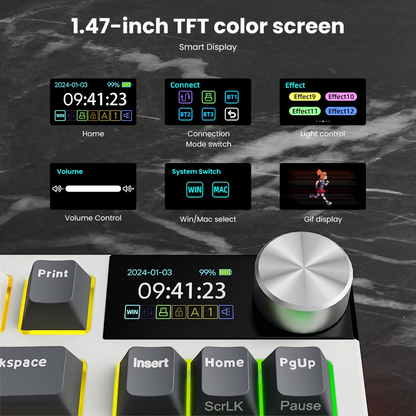 RK ROYAL KLUDGE S85 TFT Color Screen Mechanical Keyboard Tri Mode Wireless 85 Keycaps Hot-Swappable Gamer Keyboard RGB Backlit