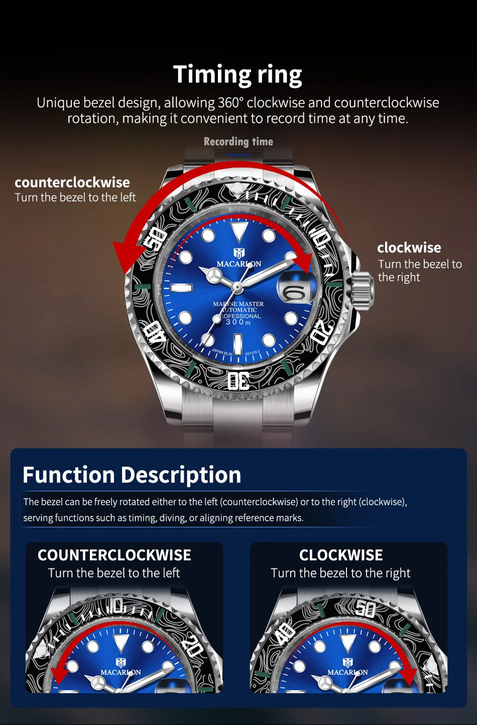 2026 MACARLON Design New Yacht series Mechanical Watch Men Carbon fiber ring mouth sapphire Stainless steel Waterproof Watch TOP