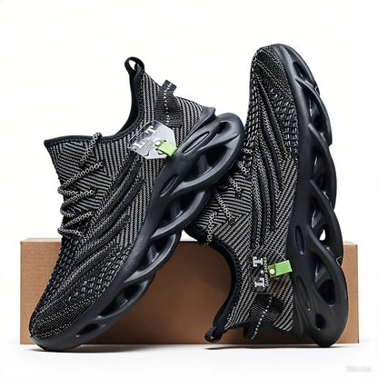 Men Sports Running Black Jogging Shoes Casual Sneakers Outdoor Breathable Mesh Women Light Shock-Absorption Black Tennis