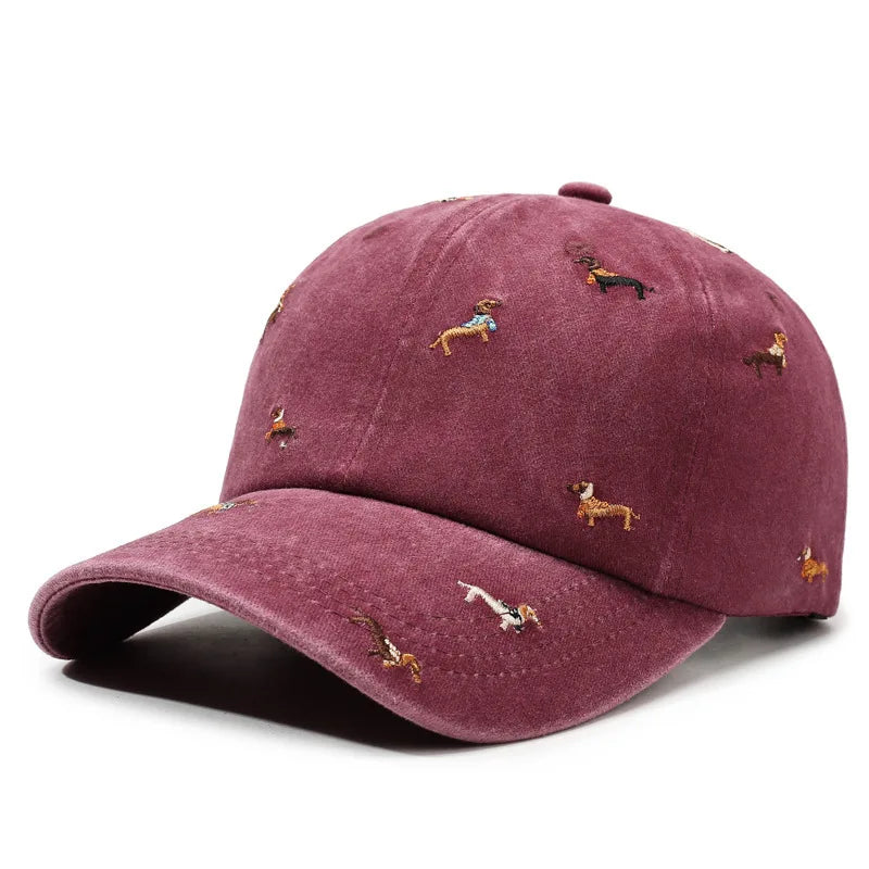 New puppy retro spring and autumn fashion washed Auteng soft top baseball cap, street worn new duckbill hat with embroidery