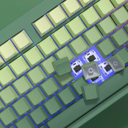 New 133 Keys Gradient Green Shine Through Keycaps Side Printed PBT Keycap Cherry Profile Double Shot for Mechanical Keyboards