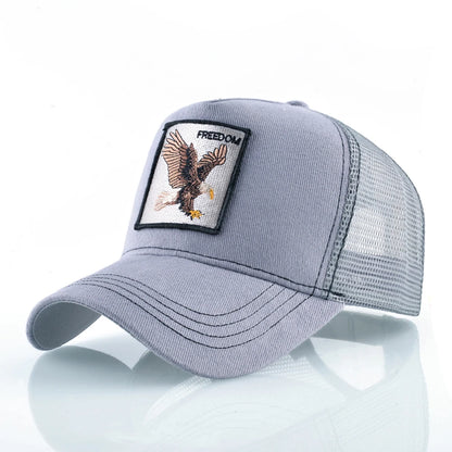 Cappellino trucker fashion con patch ricamata con capra, snapback da baseball quattro stagioni per uomo e donna, cappello con visiera regolabile