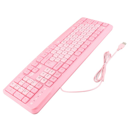Teclado USB con cable de 104 teclas, ultrafino, con adorable diseño de dibujos animados, ergonómico y Plug and Play para PC y portátiles del hogar