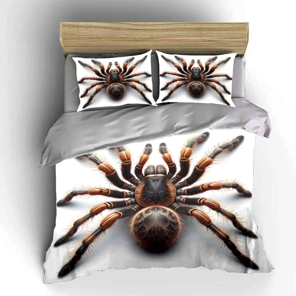 3D-Bettbezug-Set mit Nahaufnahme eines flauschigen Spinnenmusters, digital bedruckte farbenfrohe Polyester-Bettwäsche mit Reißverschluss, als Geschenk für Kinder
