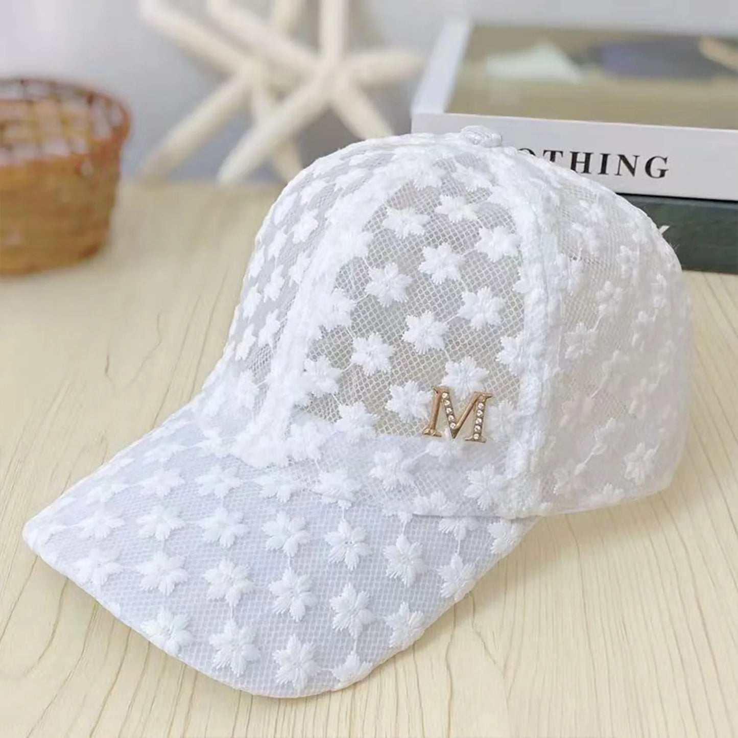 Lace Flower Thin Baseball Cap Female Spring And Summer Sunscreen Hollow Cap Breathable Sweet Adjustable Head Circumference