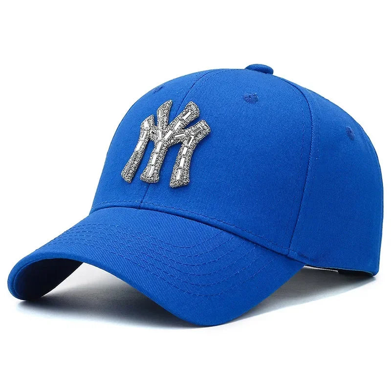 MY Rhinestone-kasket til kvinder – forår og efterår – streetwear, casual, udendørs, Duck Tongue-kasket, mode, alsidig baseballkasket, solskærm
