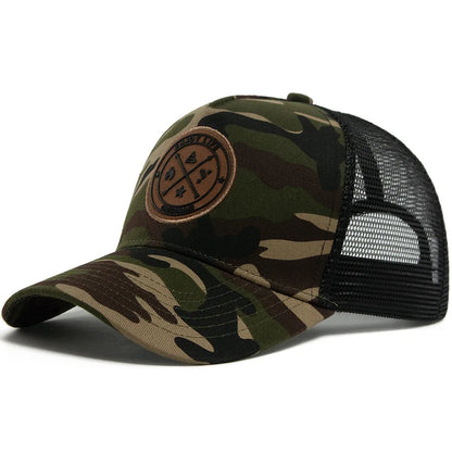 ENJOY LIFE Letter Patch Snapback Hat Camouflage Breathable Mesh Men Hip Hop Baseball Cap Outdoor Casual Sun Hat For Women