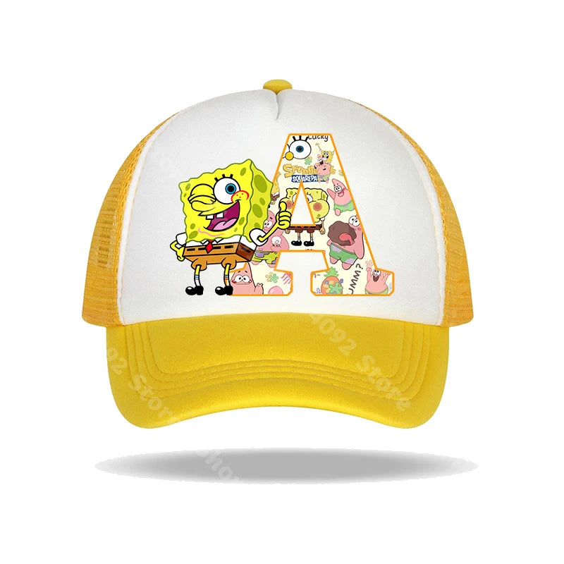 Καπέλο μπέιζμπολ SpongeBob SquarePants για παιδιά και ενήλικες με τυπωμένα γράμματα, καπέλα ηλίου, anime, καρτούν, ρυθμιζόμενα καπέλα με γείσο, καλοκαιρινό καπέλο για καθημερινή χρήση, νέο