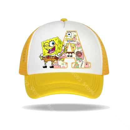 Καπέλο μπέιζμπολ SpongeBob SquarePants για παιδιά και ενήλικες με τυπωμένα γράμματα, καπέλα ηλίου, anime, καρτούν, ρυθμιζόμενα καπέλα με γείσο, καλοκαιρινό καπέλο για καθημερινή χρήση, νέο