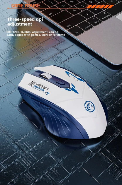 Wireless Gaming Mouse 2.4G Bluetooth Rechargeable Silent Mouse, Dual Mode Wireless Gaming Mouse with 6 Buttons, Adjustable DPI, Ergonomic Mouse for PC, Laptop & Mac