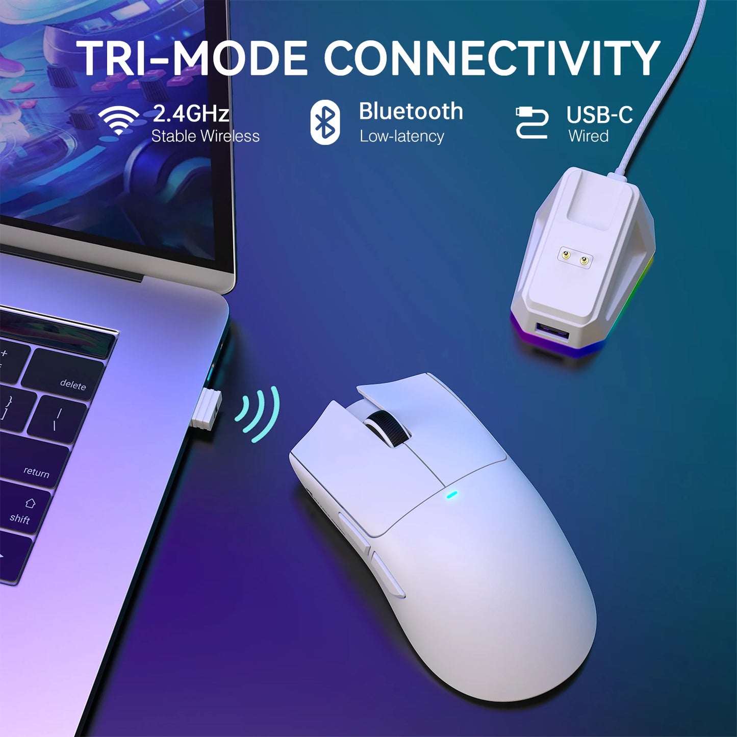 ATTACK SHARK X11 lätt trådlös gamingmus med RGB-bakgrundsbelyst laddning, upp till 22K DPI, optisk PAW3311-sensor, HUYU-brytare