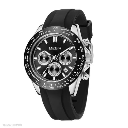 Montre homme MEGIR, marque de luxe, montre de sport à quartz, bracelet en acier inoxydable, étanche, chronographe, montre-bracelet