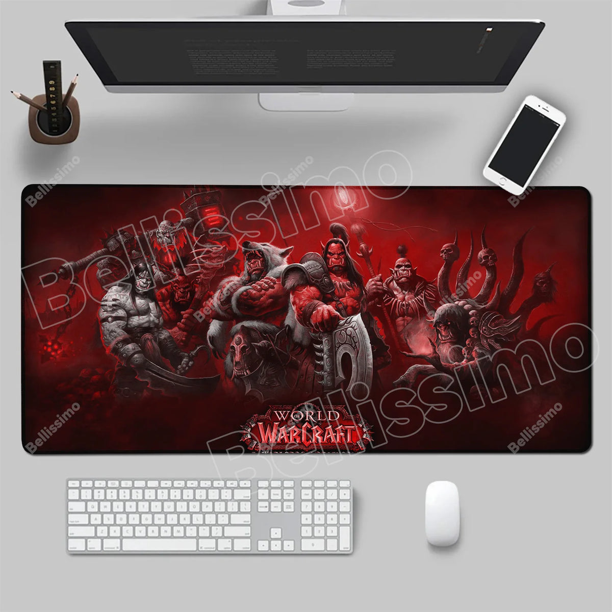 World Of Warcraft 90x40 stor spelmusmatta för spelbord, spelunderlägg för CS:GO, naturgummimatta, Grande Gamer XXL, datormusmatta