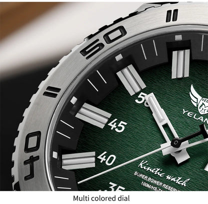 Yelang Watches V1035 44mm Men's Diving Watch Human Kinetic Energy Watch 100m Waterproof Watches Luminous Japan PX83 Sapphire