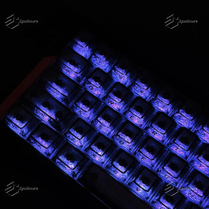 Black Carbon Fiber Translucent Cherry Keycap Kit PC 110 Key Suitable for 61/75/87/104/108 Magnetic Axis Keyboard Wooting