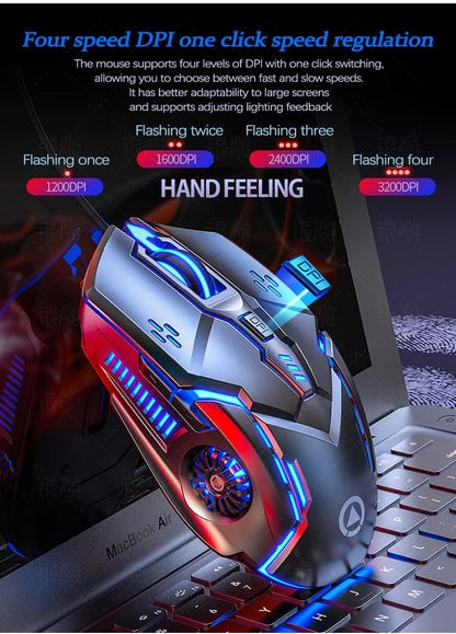 UTHAI G5 Six key 3200DPI wired illuminated gaming mouse, e-sports mechanical mute computer accessories