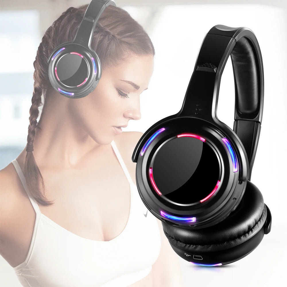 UHF RF Silent Disco Headphones Wireless DJ Headset System with 5 Headphones and 1 Transmitter, 500m Long Range Wireless Silent Party Headphones