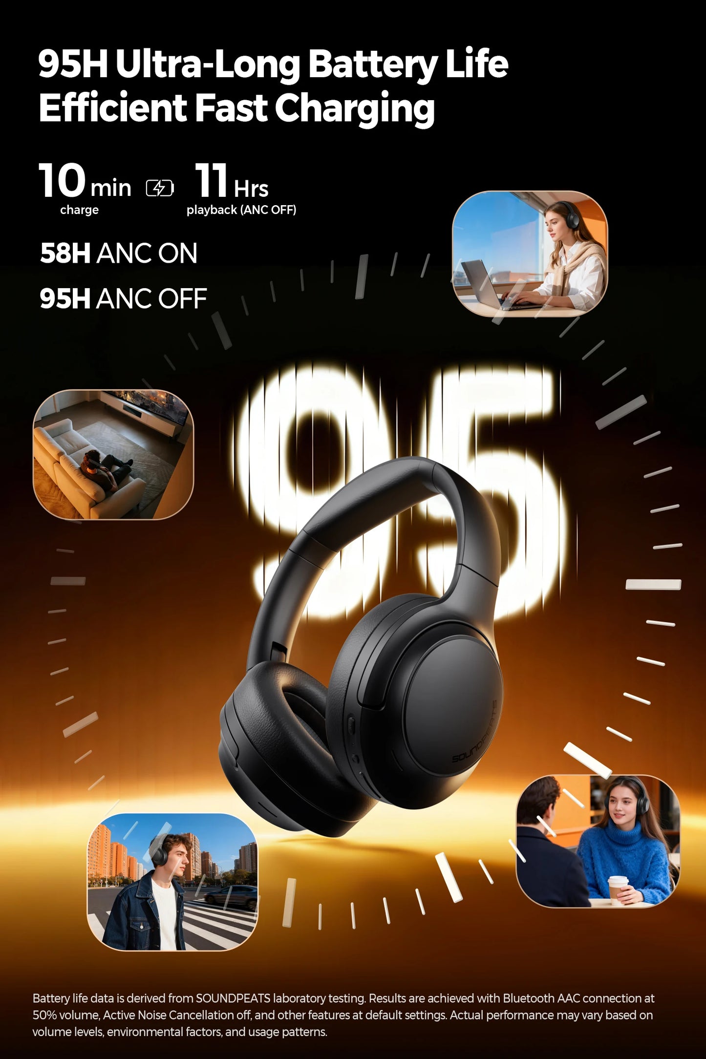 SoundPEATS Cove Pro Bluetooth 6.0 Headphones with 56dB ANC, Hi-Res LDAC Audio, 95H Battery, AI Noise Cancelling Wireless Headset
