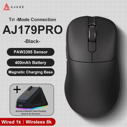 AJAZZ AJ179 V2 MAX Tri-mode Right-handed Mouse 56g Lightweight PAW3311 Sensor Huanuo Micro Switch Telink Microchip